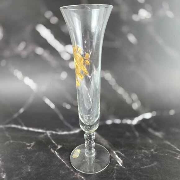 Vintage Ransgil Crystal Bud Vase Gold Gilt Rose on Front 1940's-1950's MCM - Picture 5 of 15
